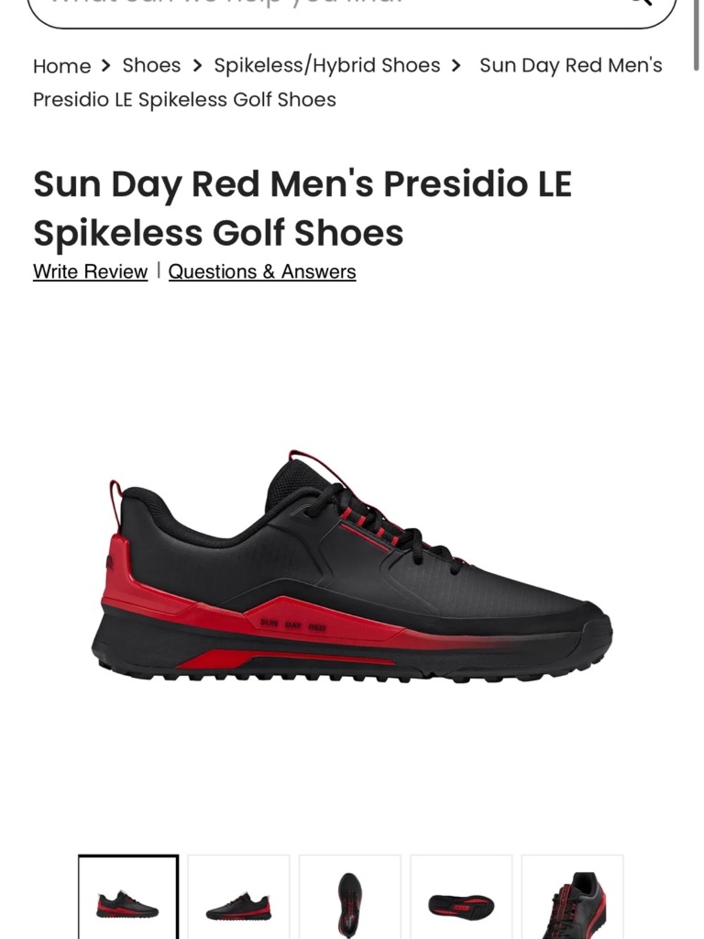 Sun Day Red Men's Presidio LE Spikeless Golf Shoes - Red/Black